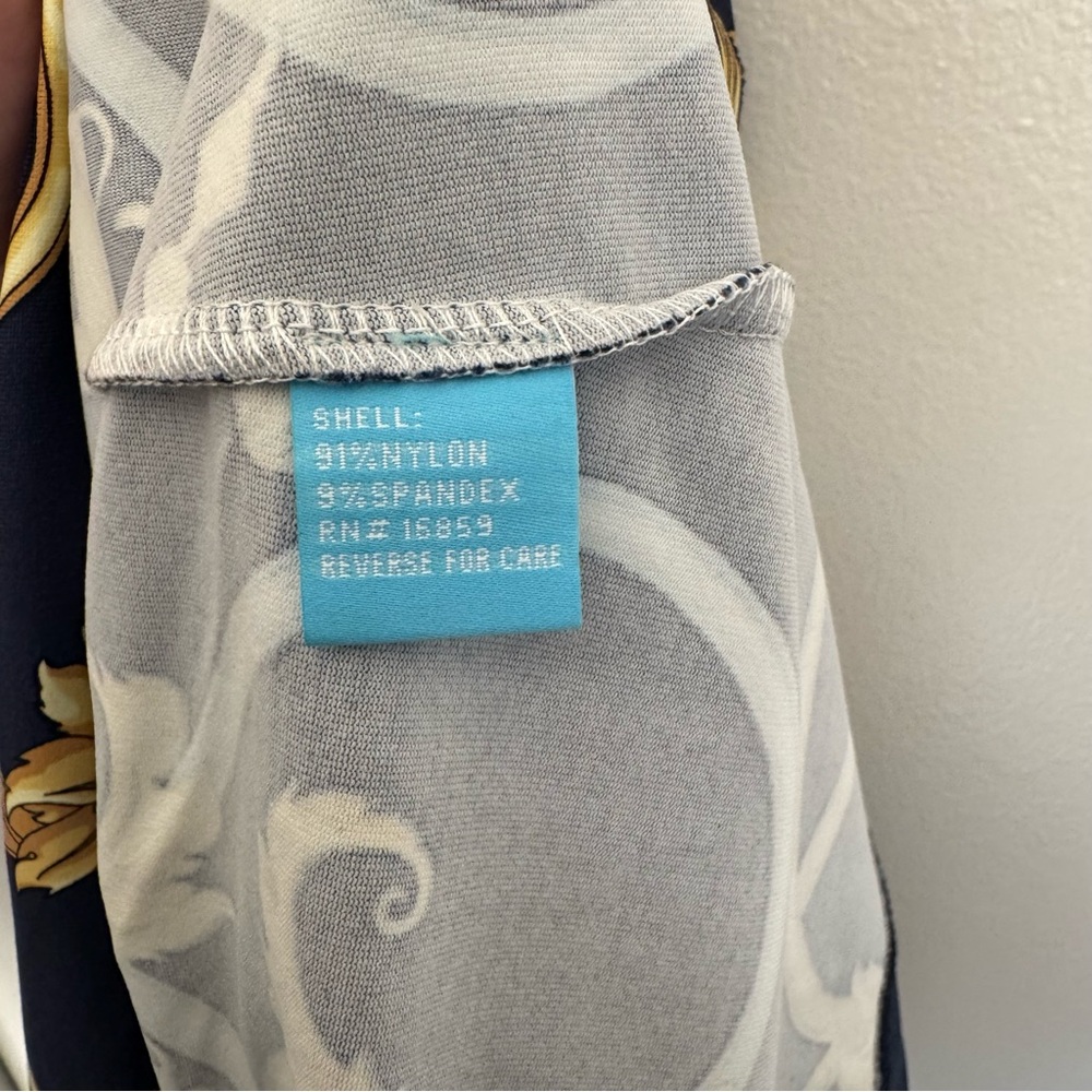 J. Mclaughlin Patterned Quarter Zip Blouse Navy B… - image 4